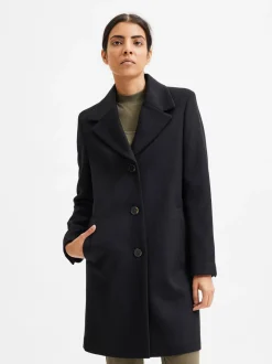 Selected Femme Naisten Villakangastakki, SLFNEW SASJA WOOL COAT NOOS Musta