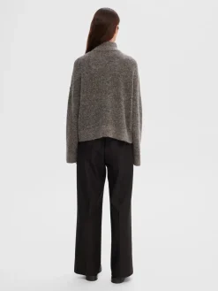 Selected Femme neuletakki, SLFSIA RAS LS KNIT ZIPPER CARDIGAN Grafiitti