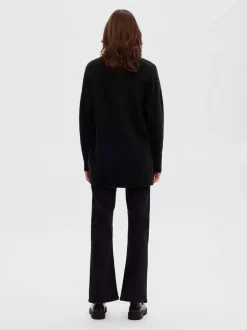 Selected Femme neuletakki, SLFMALINE LS KNIT LONG Musta