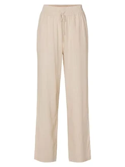 Selected Femme pellavahousut, SLFVIVA-GULIA MW LONG LINEN PANT NOOS Vaalea Beige