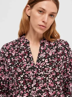 Selected Femme pusero, SLFMIVI LS AOP TOP B Musta Kuosi