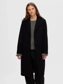 Selected Femme Villakangastakki, SLFALMA WOOL COAT Musta