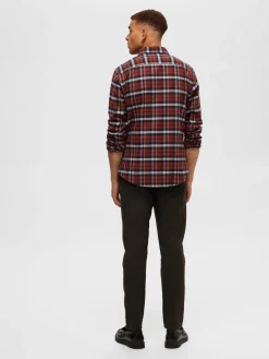 Selected flanelipaita, SLIM OVEN FLANNEL SHIRT Oranssiruutu