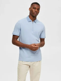 Selected Homme Fave Zip Polo Vaaleansininen