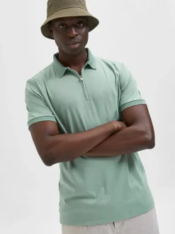 Selected Homme Fave Zip Polo Limenvihreä