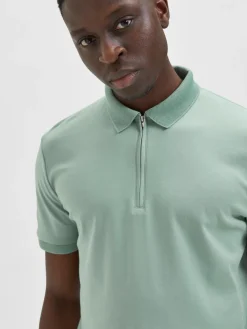 Selected Homme Fave Zip Polo Limenvihreä