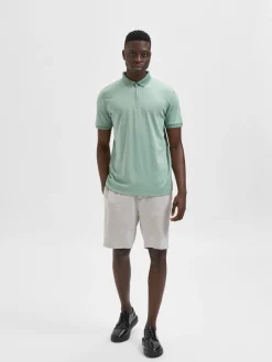 Selected Homme Fave Zip Polo Limenvihreä