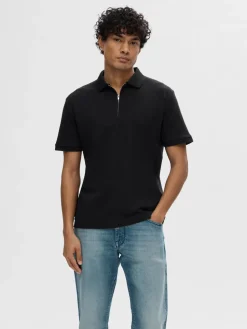 Selected Homme Fave Zip Polo Musta