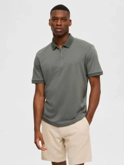 Selected Homme Fave Zip Polo Armeijanvihreä