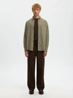 Selected kauluspaita K SLMREGCOLE RICK-OX SHIRT LS, vetiver