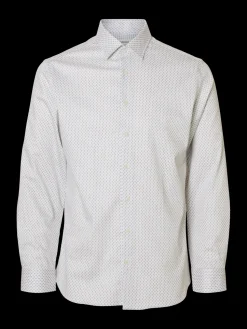 Selected kauluspaita SLHSLIM-Performance Shirt LS AOP, Bright White Diamond
