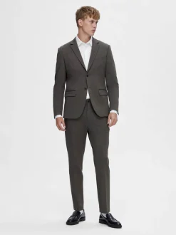 Selected Miesten Bleiseri, SLIM AITOR JERSEY BLAZER NOS Ruskea Kuosi