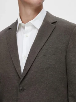 Selected Miesten Bleiseri, SLIM AITOR JERSEY BLAZER NOS Ruskea Kuosi