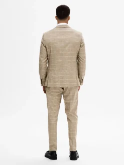 Selected Miesten Bleiseri, SLIM OASIS SAND CHECK NOS Ruskea Ruutu