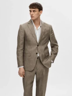 Selected Miesten Bleiseri, REGULAR WILL LINEN BLZ NOS Keskiruskea