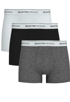 Selected miesten bokserit, LIAM 3-PACK TRUNK Mustavalkoinen