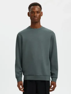 Selected miesten collegepaita MANUEL SOFT CREW NECK, Balsam Green