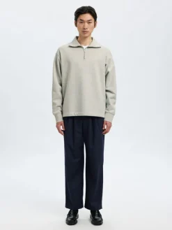 Selected miesten collegepaita K ARON LS Half Zip Sweat, vaaleanharmaa