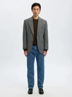 Selected miesten farkut, SLH196-STRAIGHT BEN KORI JEANS Sininen, Indigo