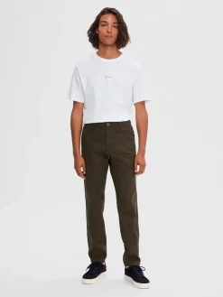 Selected, Miesten Housut, NEW MILES FLEX CHINO NOS Armeijanvihreä