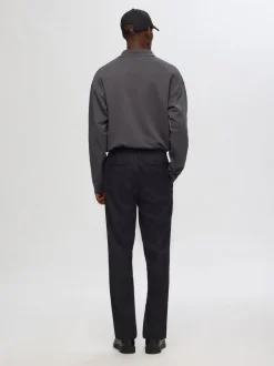 Selected miesten housut, REG TAPRED LEROY PLEAT Musta