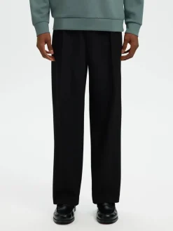 Selected miesten housut, SLH LOOSE FINN FLEX PANTS Black