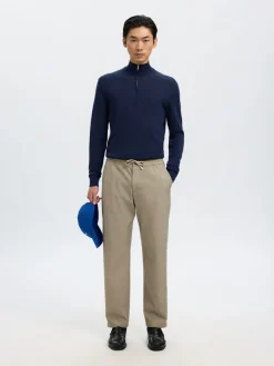 Selected miesten housut SLH196-Straight Robert String Pant, Sand