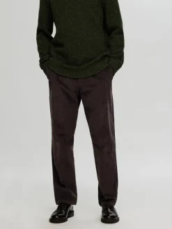 Selected Miesten Housut, STRAIGHT MILES CORD PANT NOS Tummanruskea