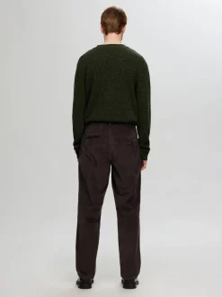 Selected Miesten Housut, STRAIGHT MILES CORD PANT NOS Tummanruskea