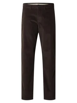 Selected Miesten Housut, STRAIGHT MILES CORD PANT NOS Tummanruskea