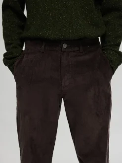 Selected Miesten Housut, STRAIGHT MILES CORD PANT NOS Tummanruskea