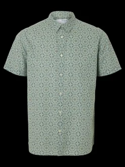Selected Miesten Kauluspaita NEW LINEN SHIRT Vihreä