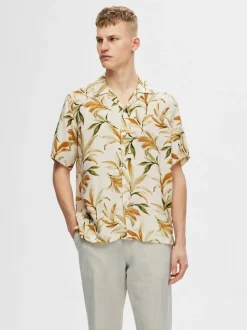 Selected miesten kauluspaita, REGNOA SS RESORT Valkopohjainen Kuosi