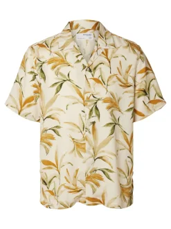 Selected miesten kauluspaita, REGNOA SS RESORT Valkopohjainen Kuosi