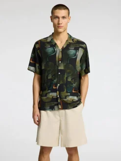 Selected miesten kauluspaita, RELAX VERO SHIRT AOP Kuosi, Vihreä