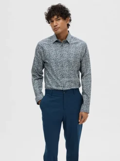 Selected Miesten Kauluspaita Ethan Aop Shirt Nos Sininen Kuosi
