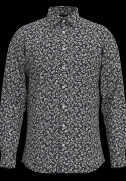 Selected Miesten Kauluspaita, SLIM PERFORMANCE AOP SHIRT Sky Captain Blue Floral