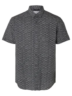 Selected Miesten Kauluspaita NEW LINEN SHIRT Sininen Kuosi