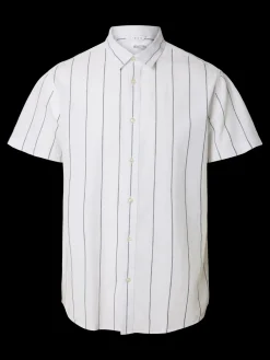 Selected Miesten Kauluspaita NEW LINEN SHIRT Valkoinen