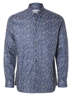 Selected Miesten Kauluspaita, ETHAN AOP SHIRT NOS Sininen Kuosi