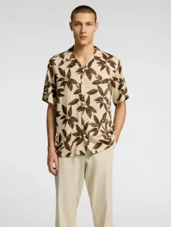 Selected miesten kauluspaita, REGNOA SS RESORT Ruskea Kuosi