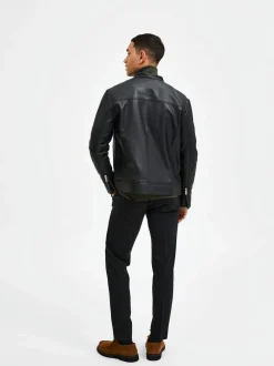 Selected miesten nahkatakki, ARCHIVE CLASSIC LEATHER JACKET Musta