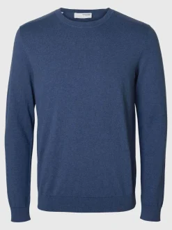 Selected miesten neule, BERG CREW NECK OCEANA Sininen
