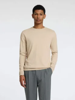 Selected miesten neule BERG CREW NECK OATMEAL Hiekka