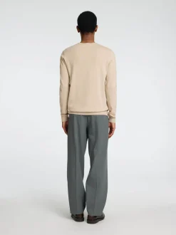 Selected miesten neule BERG CREW NECK OATMEAL Hiekka