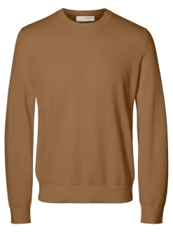 Selected miesten neule, MORA LS KNIT STRUCTURE CREW NECK Keskiruskea