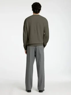 Selected miesten neule, MORA LS KNIT STRUCTURE CREW NECK Vihreä