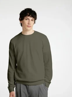 Selected miesten neule, MORA LS KNIT STRUCTURE CREW NECK Vihreä