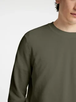 Selected miesten neule, MORA LS KNIT STRUCTURE CREW NECK Vihreä