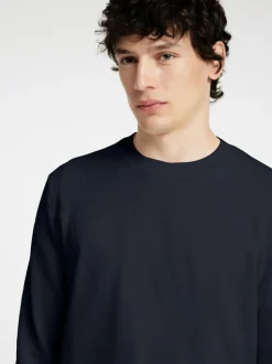 Selected miesten neule, MORA LS KNIT STRUCTURE CREW NECK Tummansininen